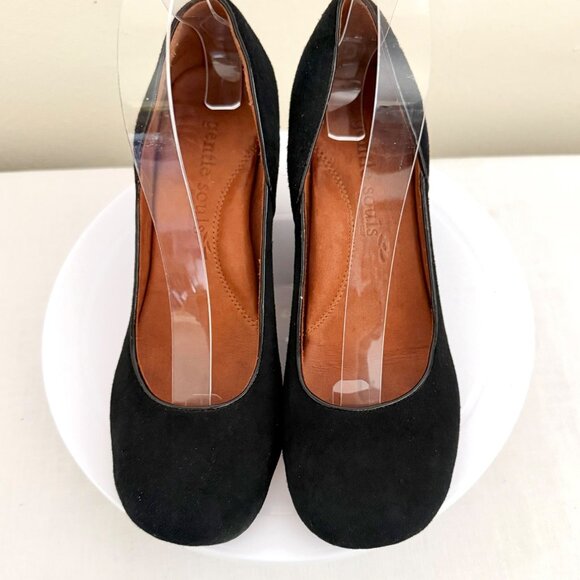 Gentle Souls Wedge Pumps Size 8.5M Black Suede Leather Upper Classic Comfort Sty - Picture 7 of 15